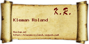 Kleman Roland névjegykártya
